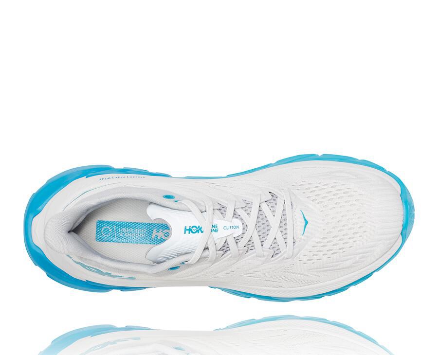 Hoka One One Clifton Edge Löparskor Herr - Vita/Blå - LQEMS-7143